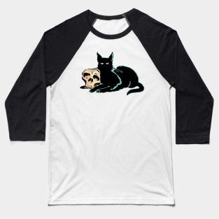 Skull and cat Baseball T-Shirt